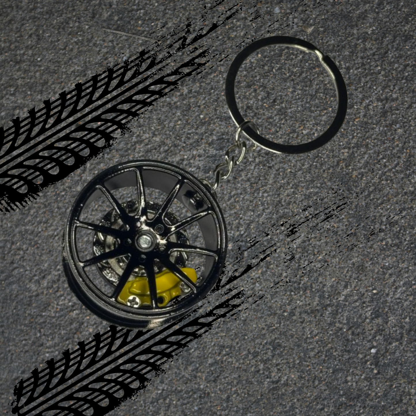 Metallic Wheel And Spinning Brake Caliper