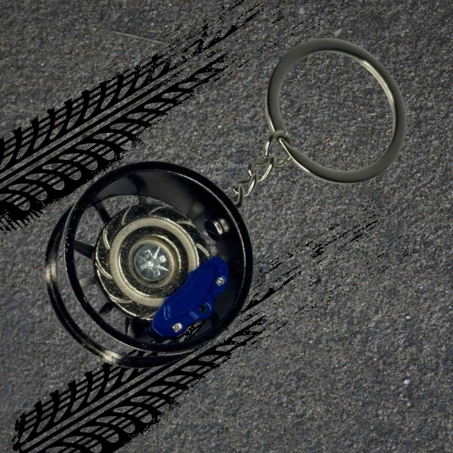 Metallic Wheel And Spinning Brake Caliper