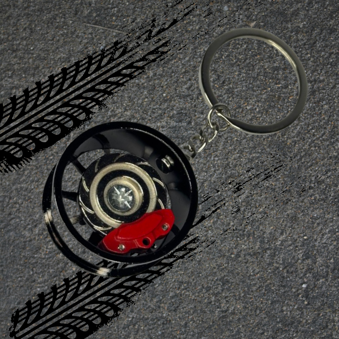 Metallic Wheel And Spinning Brake Caliper