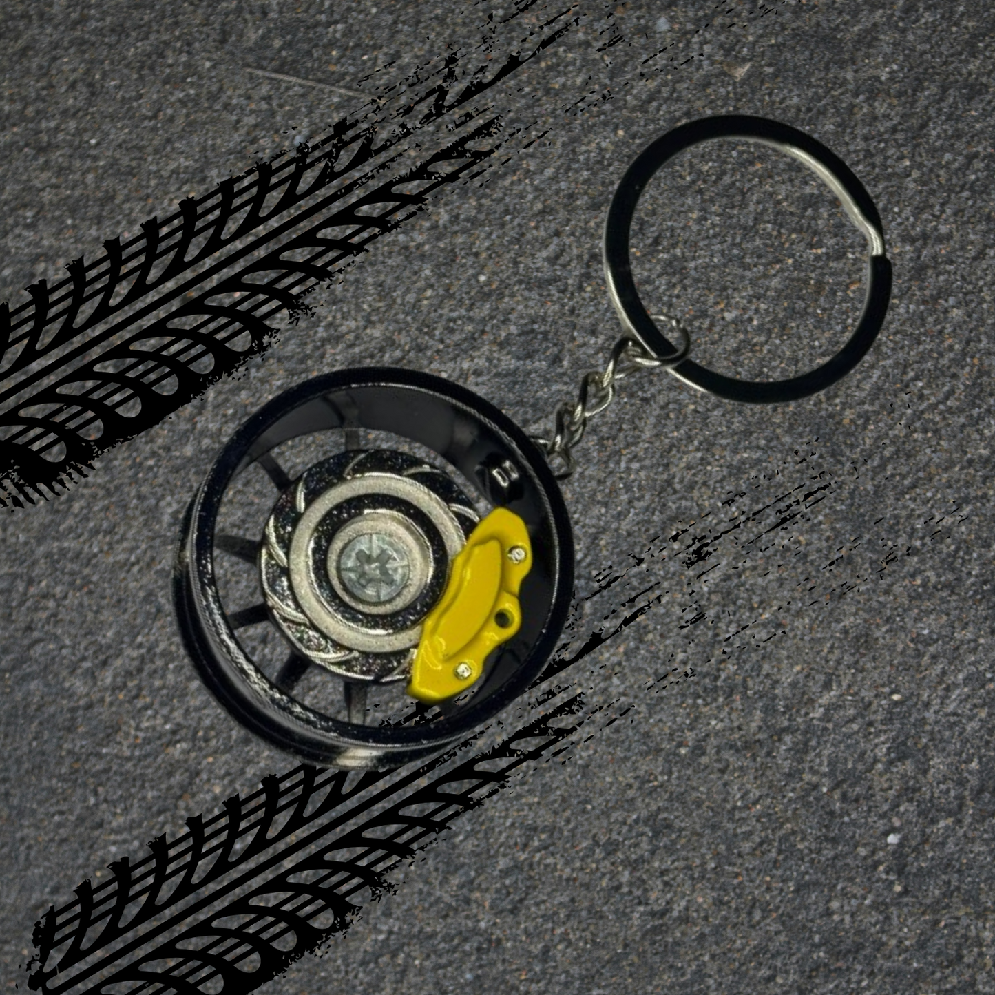 Metallic Wheel And Spinning Brake Caliper