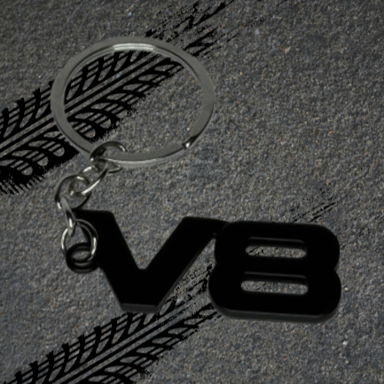 V8 Badge Keychain