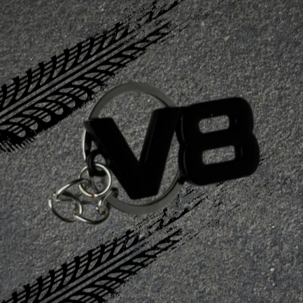 V8 Badge Keychain