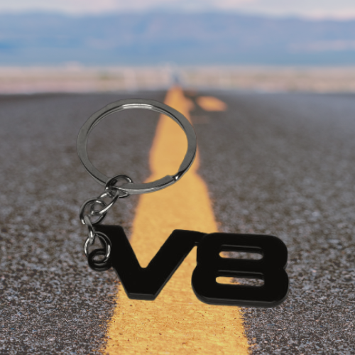 V8 Badge Keychain