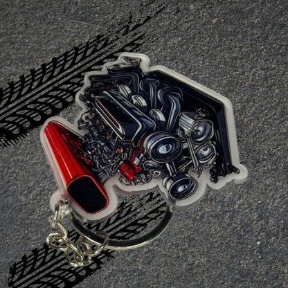 2D V8 Engine Keychain