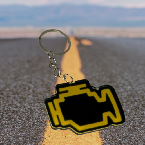 2D Engine Warning Light Keychain